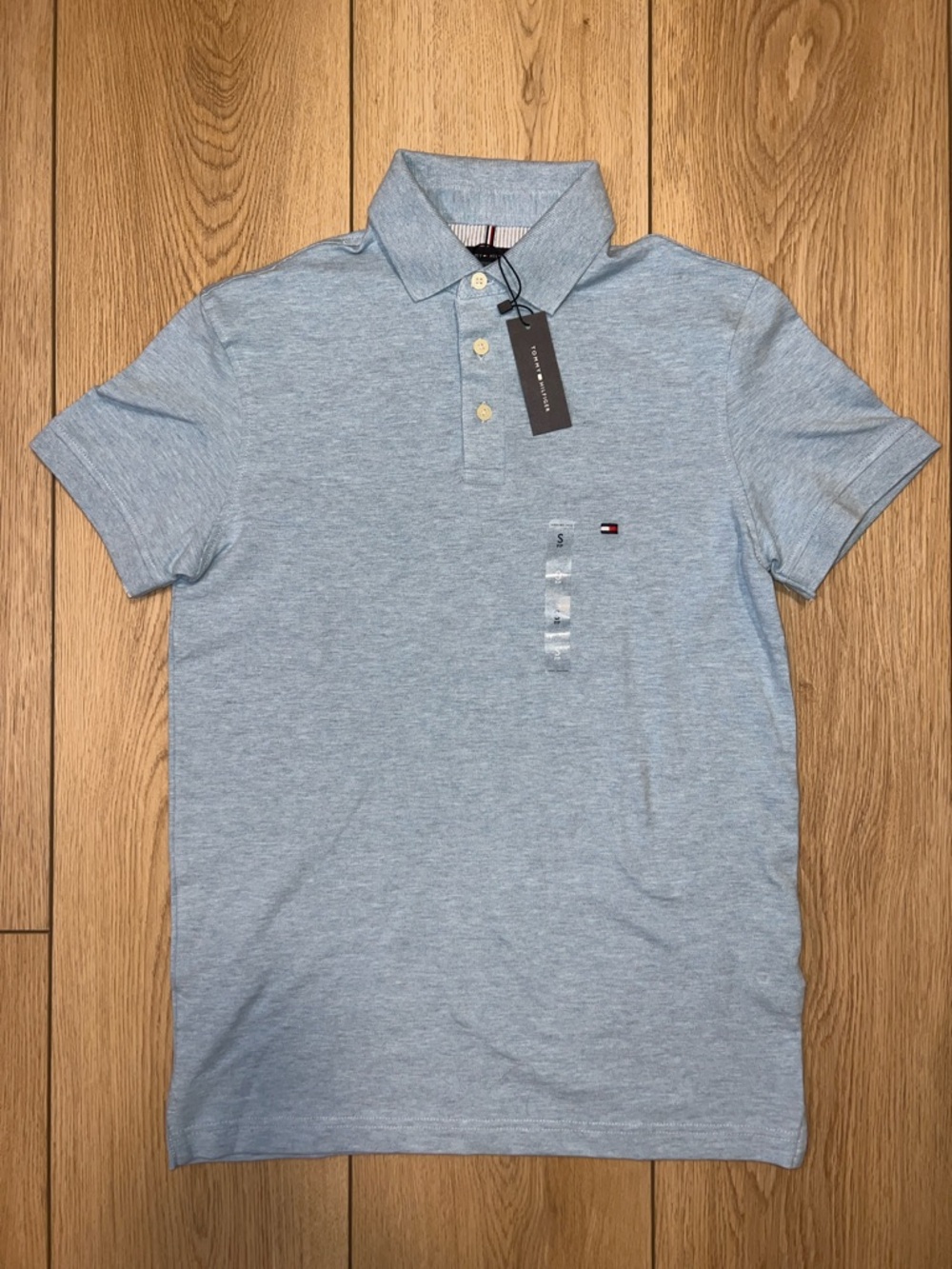 Tommy Hilfiger Men’s Heather Light Blue Polo Shirt - Picture 1 of 13